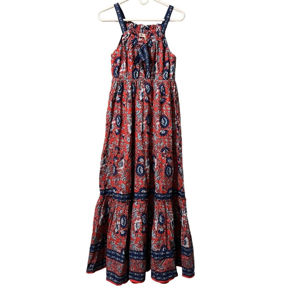 Bohemian Red and Blue Maxi Dress